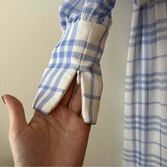 Bec & Bridge Alexa White & Blue Checked Long Sleeve Maxi Dress - Picture 7 of 11